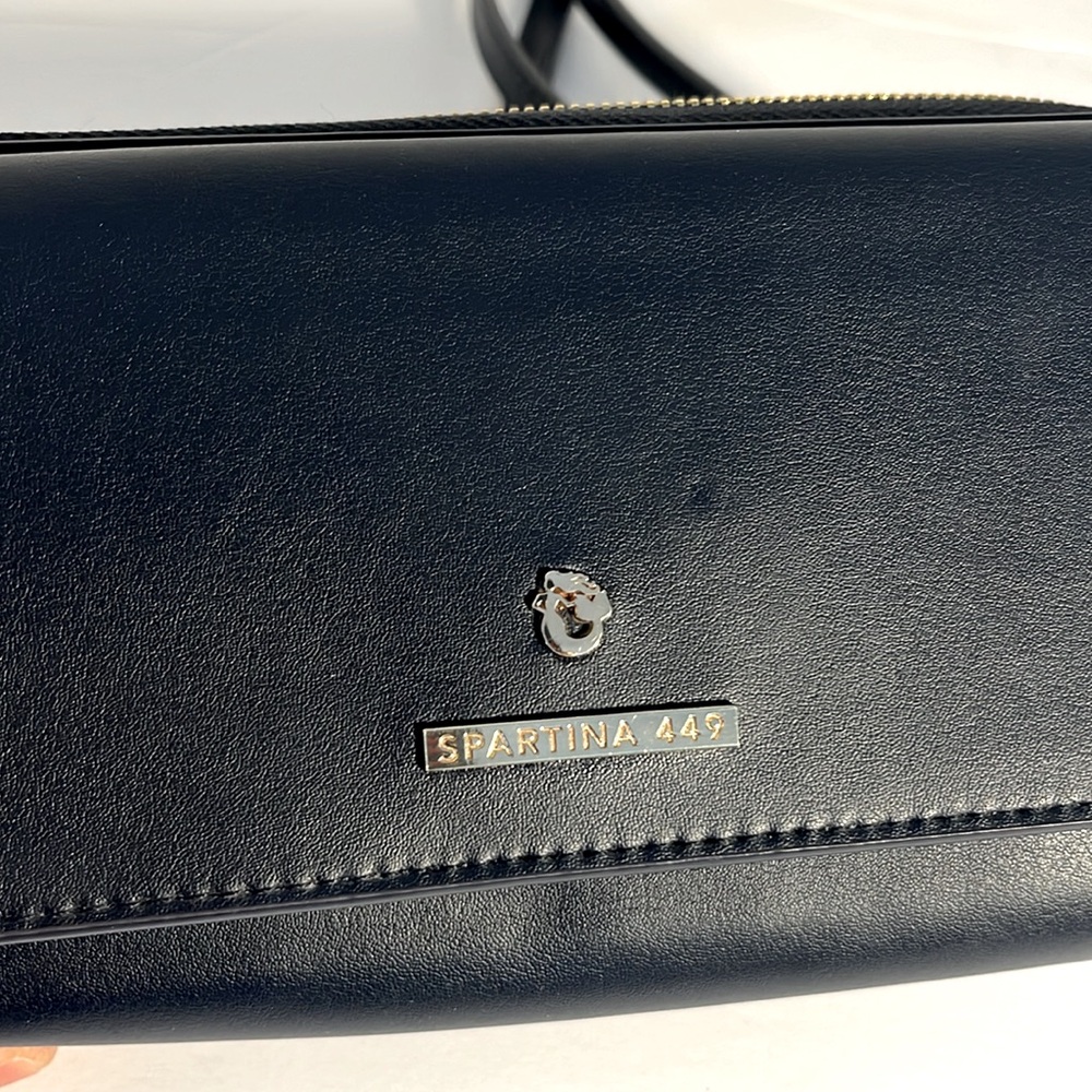 Spartina Navy Blue Leather Crossbody Purse - Picture 6 of 12